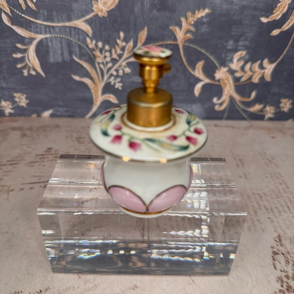 Rare IRICE Japan Porcelain Hand Painted Floral Perfume Bottle Atomizer READ - Picture 5 of 9
